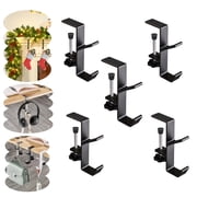 Arsey Mantel Heavy Duty Garland Hanger - 2-in-1 Garland and Stocking Holder for Mantle, Fireplace, and Front Door   Essential Christmas & Xmas Decoration Black, 5pcs