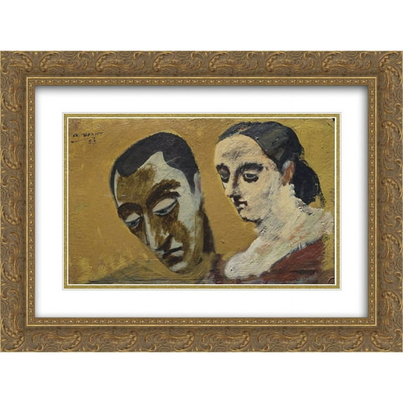 Arshile Gorky 2x Matted 24x18 Gold Ornate Framed Art Print 'Portrait of Myself and My Imaginary Wife'