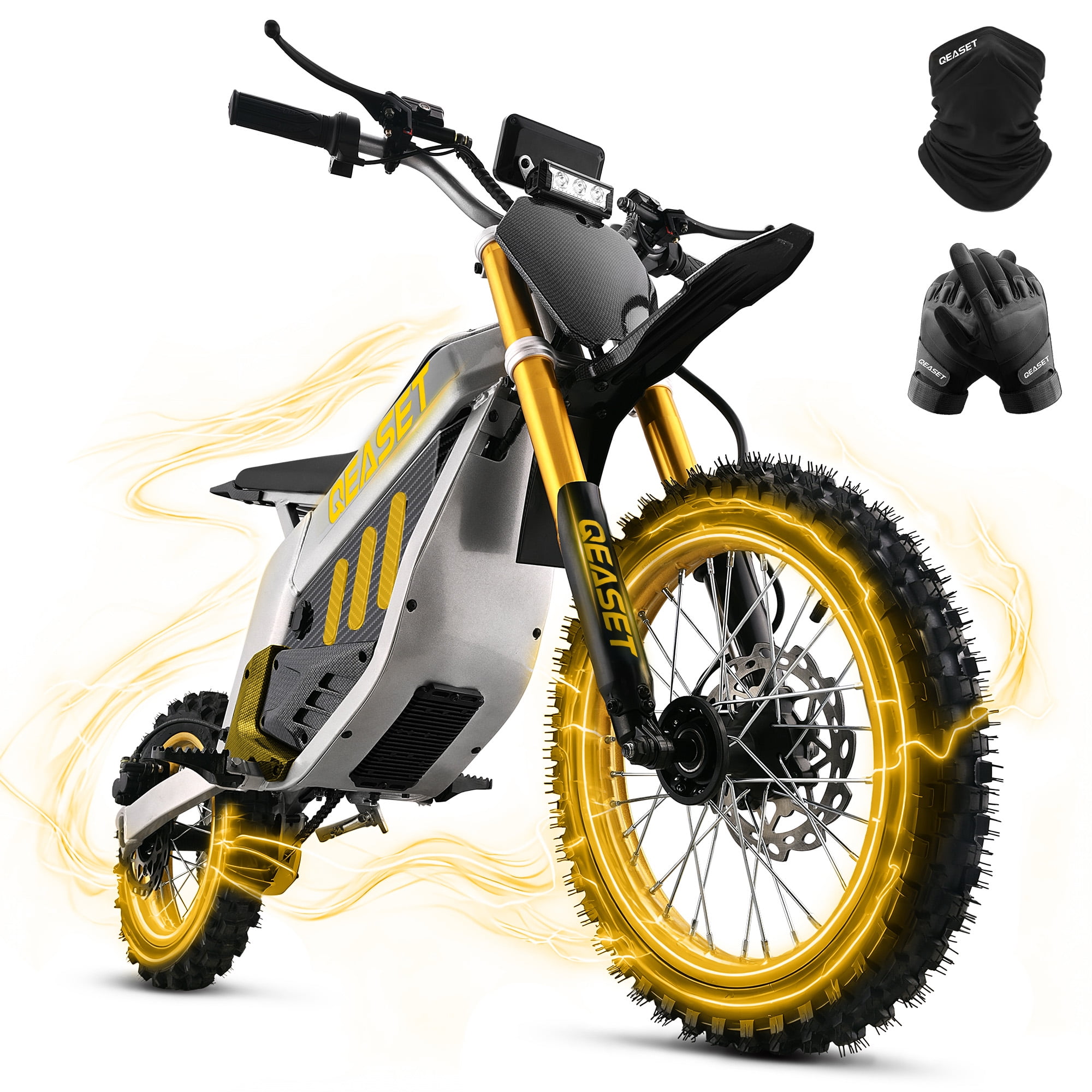 Arshin 3000W Electric Dirt Bike for Adults & Teens,42 MPH High-Speed Electric Motorcycle,50-Mile Range,No Gas Needed!Professional Grade with Hydraulic Damping,All-Terrain Tires,220 lbs Capacity(Gold)
