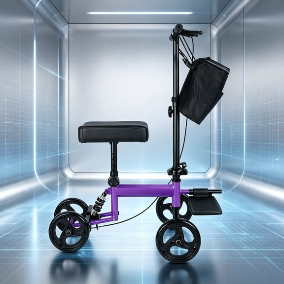 Arshin Deluxe Medical Scooter Double Handbrake,All Terrain Steerable Knee Scooter Crutch Alternative,for Adults Injured Ankle & Foot Recovery in Purple