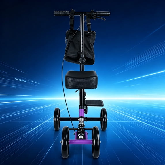 Arshin Economy Steerable Knee Scooter,Foldable Walker with 4 Wheels & Brakes,Adult Crutch Alternative for Foot Surgery,Purple