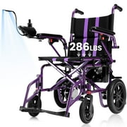 Upgrade 20+ Miles Range Electric Wheelchairs for Adults,Arshin Electric Wheelchair Lightweight Foldable with 360°Joystick,All Terrain Dual Motors Silent,USB Port,286 lbs Capacity(Purple)