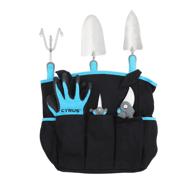 Arshin Garden Tools Set - 7 Piece Stainless Steel Heavy Duty Gardening Kit with Carry Bag, Gloves, Cultivator, Bypass Pruner, Hand Pruner ,Hand Trowel, Transplanter