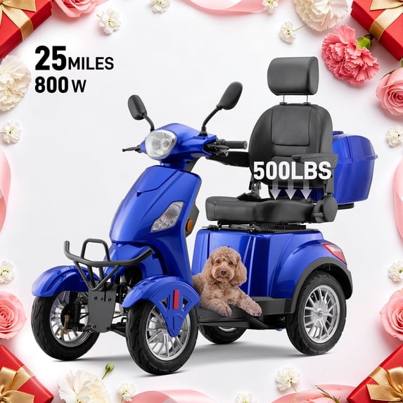 QEASET Heavy Duty 4-Wheel Mobility Scooters,800W All Terrain Electric Recreational Scooter,31 Miles Long Travel Range