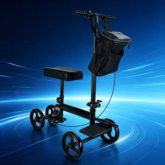 Arshin Knee Scooter,Economy Knee Walker with Dual Braking System,Foldable Scooter for Foot Injuries,Compact Crutches Alternative,Black