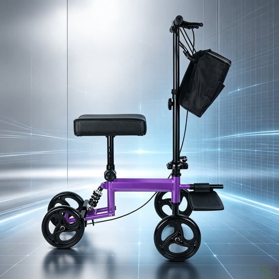 Arshin Knee Scooter,Economy Knee Walker with Dual Braking System,Foldable Scooter for Foot Injuries,Compact Crutches Alternative,Purple