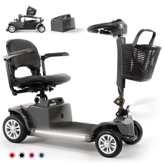 Arshin Senior-Friendly Mobility Scooter,Easy-to-Use and Lightweight Foldable,300lbs,Black