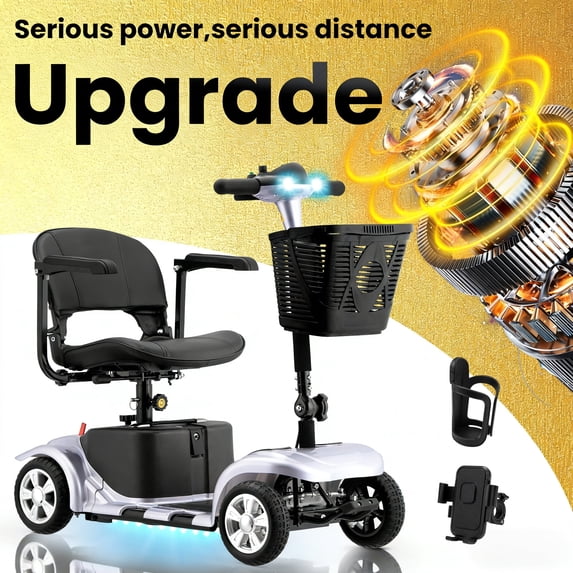 Arshin Senior-Friendly Mobility Scooter,Easy-to-Use and Lightweight Foldable,300lbs