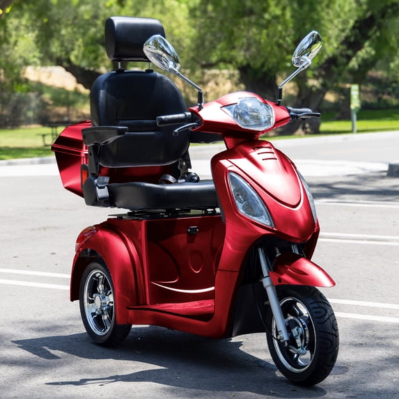 Arshin Upgrade 4 Wheels Mobility Scooter with 500 lbs Capacity,Compact Heavy Duty Mobile for Travel,31 Miles Powered Wheelchair for Adult(Red)