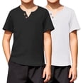 thumbnail image 1 of Arshiner 2-Pack Boy's Henley Shirt Short Sleeve Cotton T-Shirt, 1 of 7