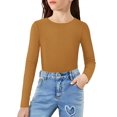 thumbnail image 1 of Arshiner 2 Packs Ribbed Knit Long Sleeve Shirts for Girls Soft Slim Fit Crewneck Casual Base Layer Tops Tees, 1 of 6