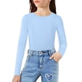thumbnail image 1 of Arshiner 2 Packs Ribbed Knit Long Sleeve Shirts for Girls Soft Slim Fit Crewneck Casual Base Layer Tops Tees, 1 of 6