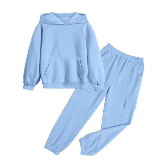 Arshiner 2 Pieces Girls Casual Outfits Athletic Hoodie Sweatsuits Pant Set with Pockets