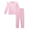 thumbnail image 1 of Arshiner Toddler Girls 2 Piece Fall Outfits Ruffle Trim Long Sleeve Pullover Sweatshirts and Pants, 1 of 6