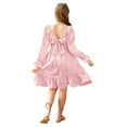 thumbnail image 1 of Arshiner Big Girls Trendy Dresses Fall Long Sleeves Tie Back Solid Beach Dress, 1 of 8
