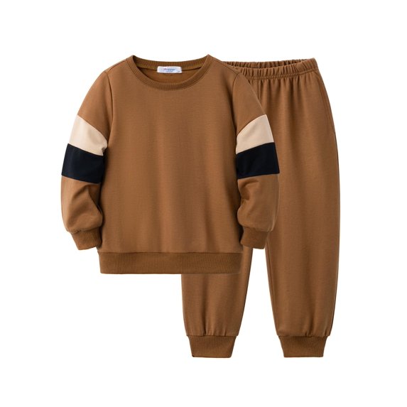 Arshiner Boy Clothes 2 Piece Color Block Sweatshirt and Pants Set Fall Winter Outfit