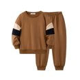 thumbnail image 1 of Arshiner Boy Clothes 2 Piece Color Block Sweatshirt and Pants Set Fall Winter Outfit, 1 of 6