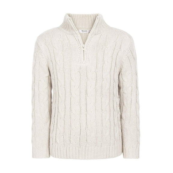 Arshiner Boy's Cable Knitted Sweater Half Zip Lightweight Casual Pullovers for Kids 5-6 Years Beige120