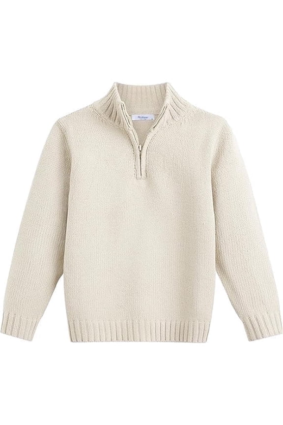 Boy's Cable Knitted Sweater Half Zip Lightweight Casual Pullovers