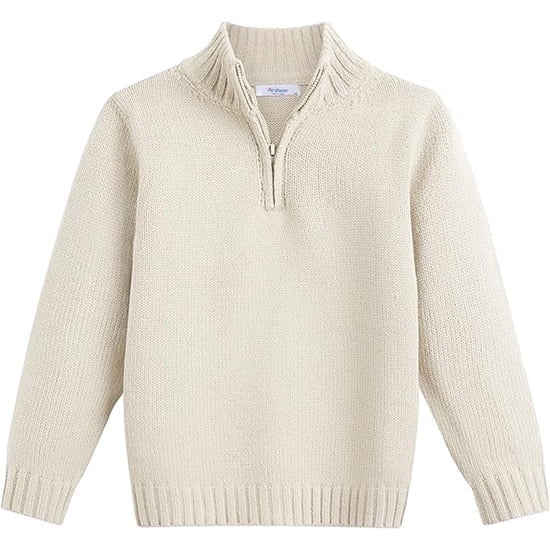 Arshiner Boy's Cable Knitted Sweater Half Zip Lightweight Casual Pullovers