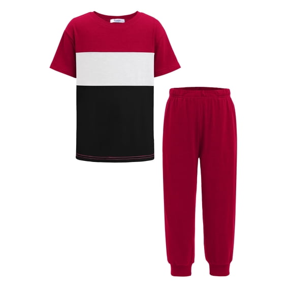 Arshiner Boy's Pants Set - 2 Piece ColorBlock Short Sleeve T-Shirt and Active Pants - Casual Clothing Outfits