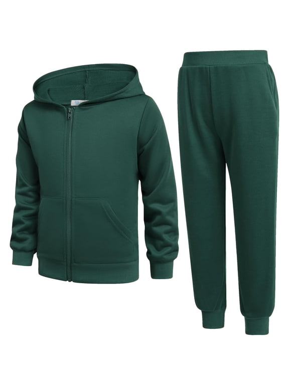 Boys' 2 Piece Athletic Tracksuit Jogging Outfit Sweatsuit Zip Up Hoodie and Active Pants Sets