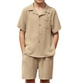 thumbnail image 1 of Arshiner Boys 2 Pieces Summer Beach Outfits Short Sleeve Button Down Shirts and Shorts Vacation Texture Sets for Kids, 1 of 8