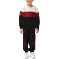 thumbnail image 1 of Arshiner Boys 2Pcs Color Block Sweatshirt & Casual Pants Fall Winter Outfits Set, 1 of 6