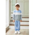 thumbnail image 1 of Arshiner Boys 2Pcs Color Block Sweatshirt & Casual Pants Fall Winter Outfits Set, 1 of 6