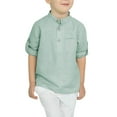 thumbnail image 1 of Arshiner Boys Cotton Linen Henley Shirt Button Down Shirt Long Sleeve T Shirt Beach Shirt Tee Casual Solid Tops, 1 of 3