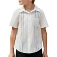 thumbnail image 1 of Arshiner Boys Cotton Linen Shirt White Button Down Shirt Lightweight Summer Beach Tops 5-6 Years, 1 of 9