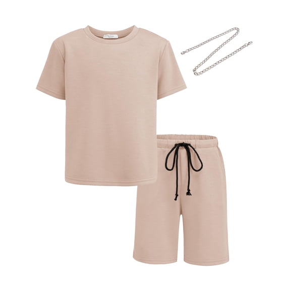 Arshiner Boys Drop Shoulder T-Shirt & Drawstring Waist Shorts Set Casual Summer Clothes