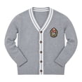 thumbnail image 1 of Arshiner Boys Girls School Uniform Cardigan Sweater Soft V-Neck Preppy Knit Outerwear, Embroidered Badge, Unisex Anti-Pill Long Sleeve Button Uniform Cardigan 3-10Y, 1 of 5