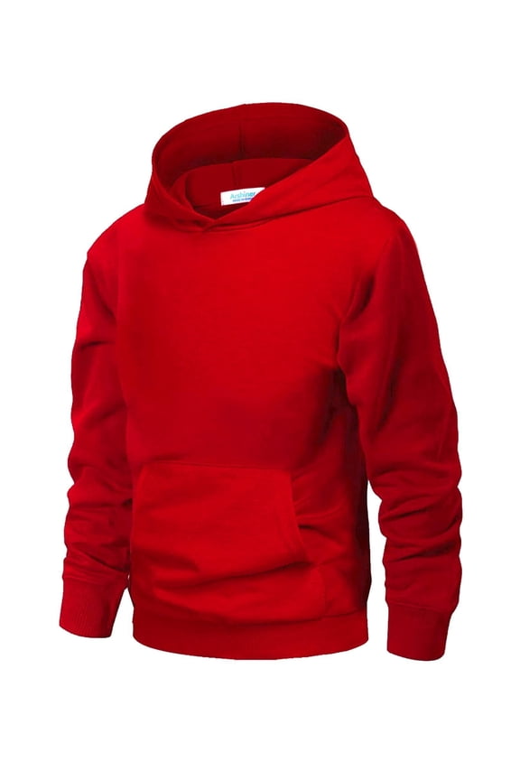 Kids Red Hoodie for Boys Casual Basic Pullover Hooded Sweatshirt Hoodie with Pocket Size 5 6