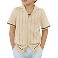thumbnail image 1 of Arshiner Boys Knit Shirts Short Sleeve Button Down Shirt Vintage Fashion Casual Summer Beach Shirts for Kids 5-13 Years, 1 of 8