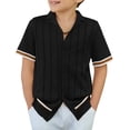 thumbnail image 1 of Arshiner Boys Knit Shirts Short Sleeve Button Down Shirt Vintage Fashion Casual Summer Beach Shirts for Kids 5-13 Years, 1 of 8