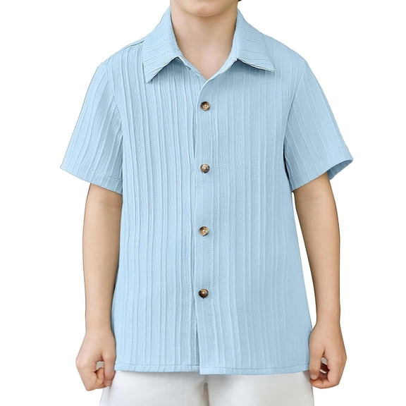Arshiner Boys Light Blue Shirt Casual Button Down Shirt Summer Beach Tops 9-10 Years