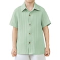 thumbnail image 1 of Arshiner Boys Green Button Down Shirt Short Sleeve Summer Beach Shirt 9-10 Years, 1 of 9
