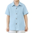 thumbnail image 1 of Arshiner Boys Casual Short Sleeve Button Down Shirt Fashion Textured Summer Beach Shirt, 1 of 9