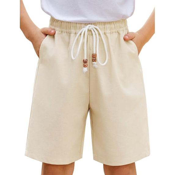 Arshiner Boys Linen Shorts with Elastic Waist Breathable Summer Beach Shorts for Kids