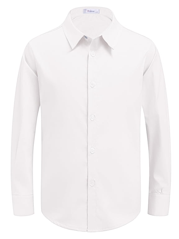 Boys Long Sleeve Dress Shirt Button Down Shirts Formal School Uniform Shirt