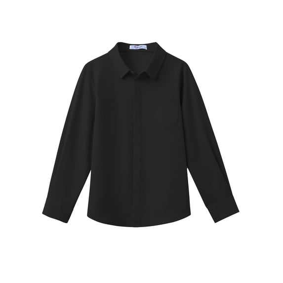 Arshiner Boys Long Sleeve Dress Shirt Solid Button Down Shirt School Formal Uniform Shirts with Pocket