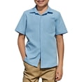 thumbnail image 1 of Arshiner Boys Long Sleeve Dress Shirt Solid Button Down Shirts School Formal Uniform Shirts with Pocket, 1 of 7