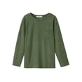 thumbnail image 1 of Arshiner Boys Long Sleeve Shirts Crewneck Casual Tshirts Solid Tees Tops with Chest Pocket for Kids 5-12 Years, 1 of 7