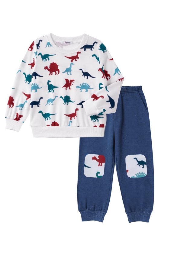 Boys Pant Sets Long Sleeve Shirts and Pants Crewneck Sweatshirt for Fall Winter
