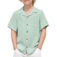 thumbnail image 1 of Arshiner Boys Short Sleeve Button Down Shirt Texture Summer Beach Vacation Shirt 10-11 Years, 1 of 8
