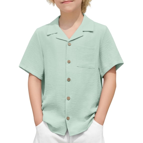 Arshiner Boys Short Sleeve Button Down Shirt Texture Summer Beach Vacation Shirt