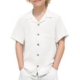thumbnail image 1 of Arshiner Boys Short Sleeve Button Down Shirt Texture Summer Beach Vacation Shirt, 1 of 8