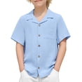 thumbnail image 1 of Arshiner Boys Short Sleeve Button Down Shirt Texture Summer Beach Vacation Shirt 11-12 Years, 1 of 8