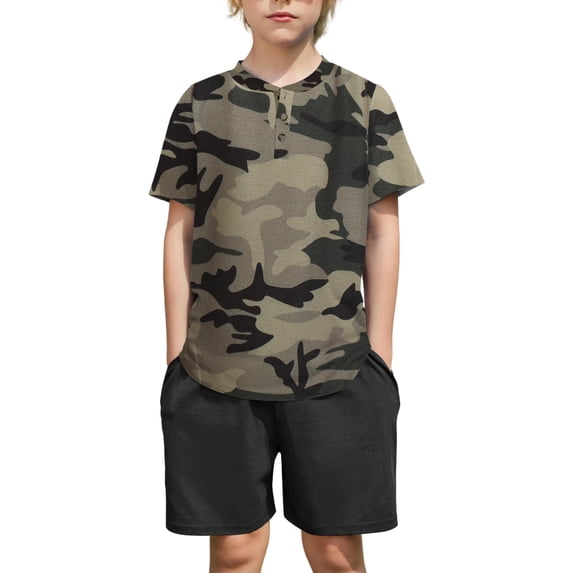 Arshiner Boys Summer Clothing Sets 3-button Short Sleeve Tee and Shorts Casual Outfits